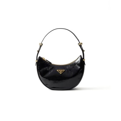 PRADA ARQUÉ NAPLAK PATENT LEATHER SHOULDER BAG 1BC194 (22.5*18.5*6cm) 